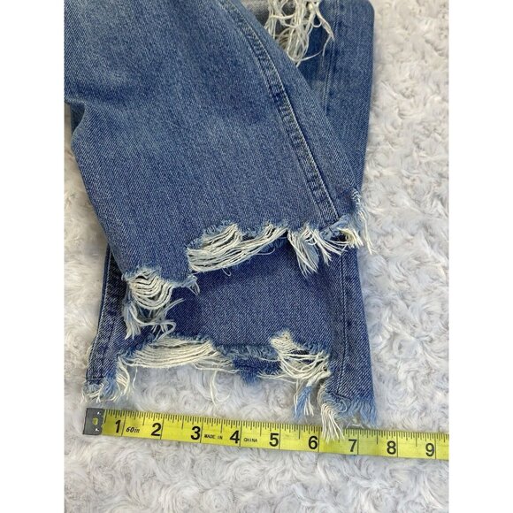 Free People Jeans Women's 25 Mid Rise Straight Leg Denim Distressed Button Fly - Picture 7 of 11